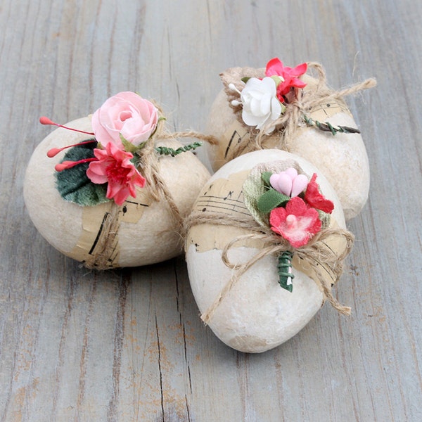 Spring Easter Eggs, Coral Pink, Cottage Home Decor