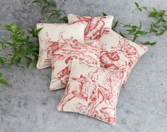 Lavender Sachet - Red & White Toile Sachets - French Country Decor - French Lavender - Pastoral Sachet