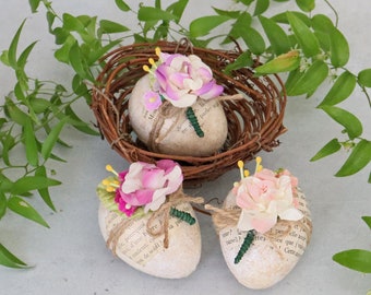 Decorated Eggs - Easter Decor - Cottage Roses - Easter Basket Filler - Spring Tabletop Decor