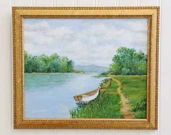 Original Oil Painting - Framed Landscape 10x12 - Impressionist Painting - River Scene Art - Calm Landscape/Water Art