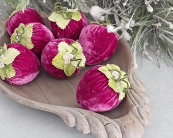 Strawberry Lavender Sachet - Beaded Red Velvet Berry, Bowl/Basket Filler