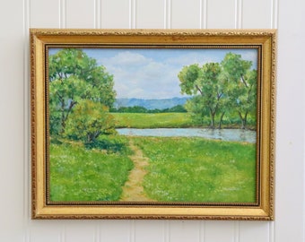 Original Oil Painting - Impressionist Landscape - Late Summer Meadow - Framed 9x12 Art - Signed Painting