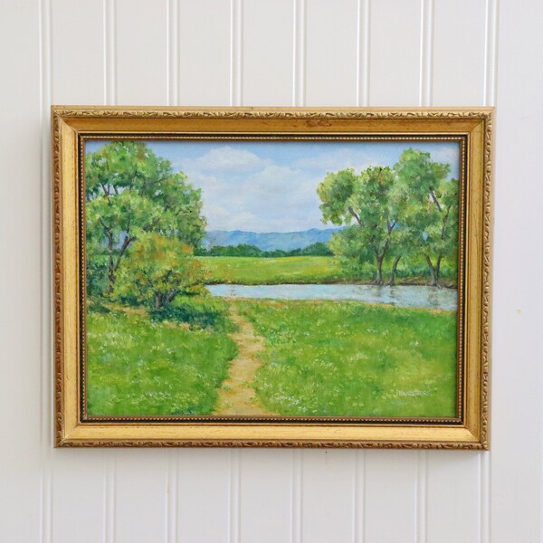 Original Oil Painting - Impressionist Landscape - Late Summer Meadow - Framed 9x12 Art - Signed Painting