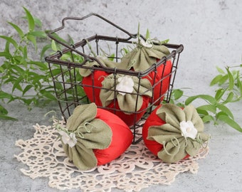 Red Silk Strawberries - Lavender Sachets - Strawberry Sachet - Fresh Summer Decor - Basket of Strawberries - Bowl Filler