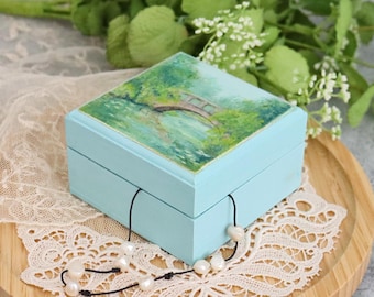 Keepsake Box: Hand Painted Impressionist Scene