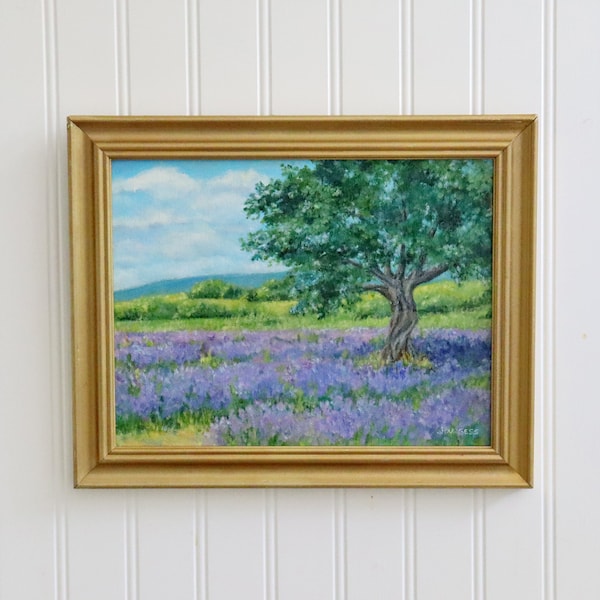 Lavender Field Painting - Framed Original Oil Painting - Olive Tree - French Countryside Art - Provence Impressionist Landscape