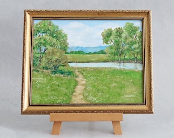 Original Oil Painting - Impressionist Landscape - Late Summer Meadow - Framed 9x12 Art - Signed Painting