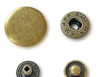 Brass Tone Leather Craft Snaps/Fastener Buttons/Closure 2 sizes -- 17/20 mm