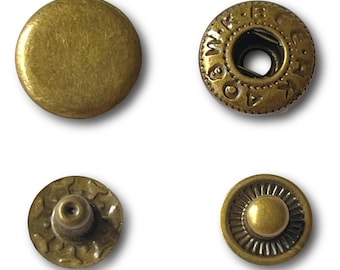 Brass Tone Leather Craft Snaps/Fastener Buttons/Closure 3 sizes 10/12.5/15mm