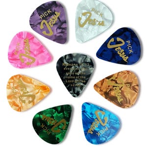 Pick Jesus Guitar Picks Bible Verse Romans 10:13 Double Sided --Create Your Own Guitar Pick Project--DIY Guitar Picks