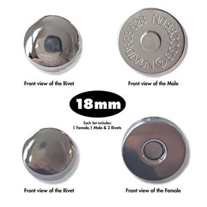18mm Double Rivet Magnetic Closure/Fastener for Purses and Craft 5pcs/10pcs