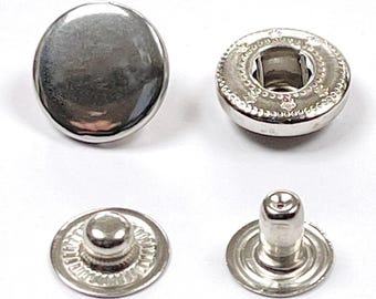 Silver Tone Leather Craft Snaps/Fastener Buttons/Closure 3 sizes 10/12.5/15mm