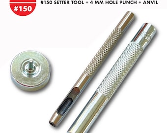 6mm (#400) Eyelet Setter, Grommet Punch Set, Leather, Fabric Installation Tool Kit -- 3 pcs
