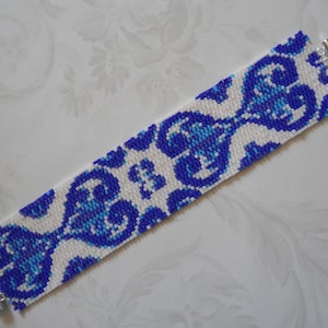 PATTERN: 2-Drop Even Count Peyote Stitch, Portuguese Azulejo Design, Instant Download