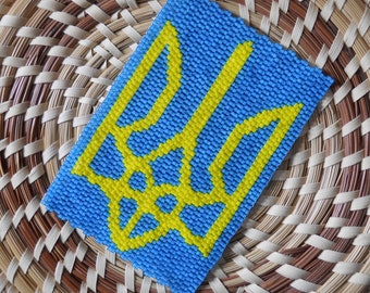 PATTERN: Ukraine Coat of Arms, Tryzub, 2-Drop Even Count Peyote Stitch, 2 Colors