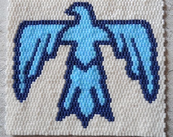 PATTERN: 2-Drop Even Count Peyote Stitch Mini-Tapestry, "Thunderbird", 3 Colors