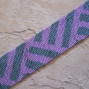 Beaded Cuff Bracelet, Teal & Lilac Peyote Stitch image 4