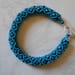 Lightweight Blue Bracelet, Filled Tubular Netting, Wood Beads