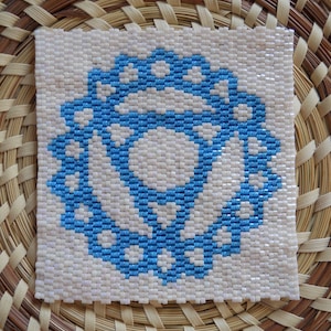 PATTERN: 2-Drop Even Count Peyote Stitch Mini-Tapestry, "Throat Chakra", 2 Colors