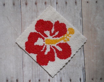 PATTERN: 2-Drop Even Count Peyote Stitch Mini-Tapestry, "Hawai'i Hibiscus", Fundraiser