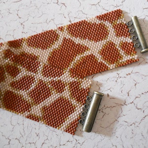 Giraffe Print Peyote Stitch Cuff Bracelet image 1