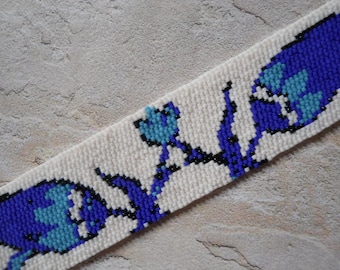 PATTERN: 2-Drop Even Count Peyote Stitch, Iznik Tulips Motif, 4 Colors