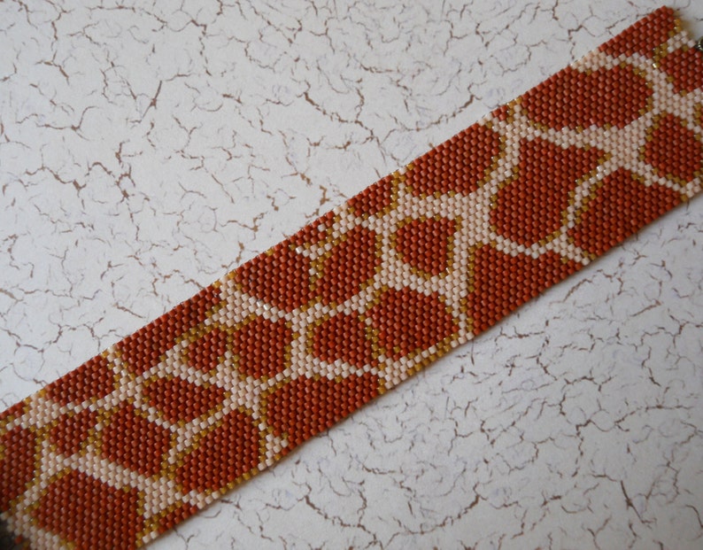 Giraffe Print Peyote Stitch Cuff Bracelet image 3