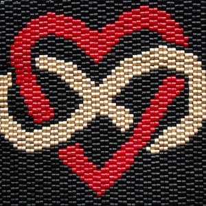 PATTERN: 2-Drop Even Count Peyote Stitch Mini-Tapestry, &quot;Infinite Love&quot;, 3 Colors