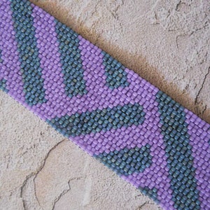 Beaded Cuff Bracelet, Teal & Lilac Peyote Stitch image 5