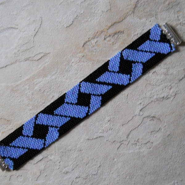 MODÈLE : Bracelet en point Peyote à 2 gouttes, "Rubans entrelacés", 2 couleurs