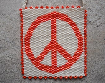 PATTERN: 2-Drop Even Count Peyote Stitch, "Peace Symbol", 2  Colors, Home Décor