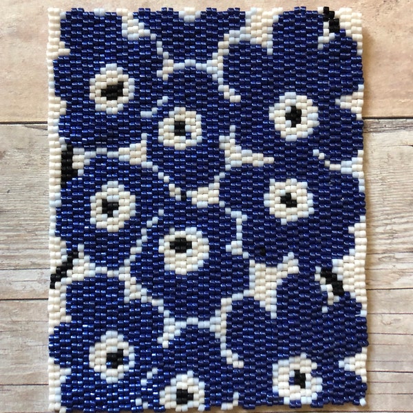 PATTERN: 2-Drop Even Count Peyote Stitch Mini-Tapestry, Marimekko Poppies, 4 Colors