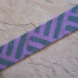 Beaded Cuff Bracelet, Teal & Lilac Peyote Stitch image 2