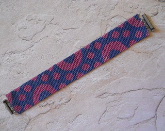 PATTERN: 2-Drop Even Count Peyote Stitch Bracelet, "Circles & Dots", 2 Colors