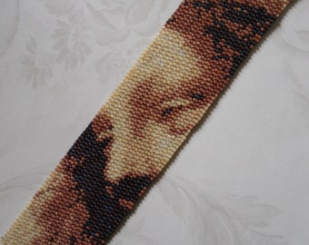 Renaissance Art Bracelet: da Vinci's Sketch of a Woman, Peyote Stitch