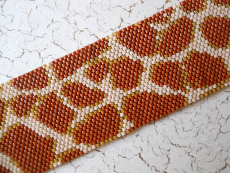 Giraffe Print Peyote Stitch Cuff Bracelet image 4