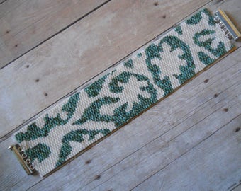 PATTERN: 2-Drop Even Count Peyote Stitch Bracelet, Matisse-Inspired Floral
