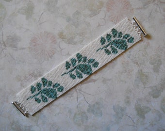 PATTERN: 2-Drop Even Count Peyote Stitch Bracelet, "Falling Ferns" Floral, 2 Colors