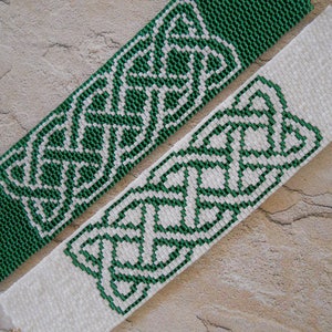 PATTERN: 2-Drop Even Count Peyote Stitch Cuff Bracelet, Celtic Knot, Instant Download