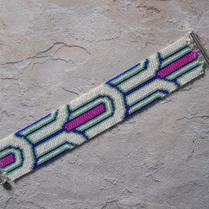 PATTERN: 2-Drop Even Count Peyote Stitch Bracelet, &quot;Art Deco Arches&quot;, 4 Colors, Geometric