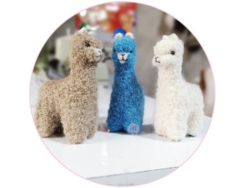 9 cm 11 cm Needle Felted Alpaca Sculptures with  Felted Animals by Hand in Alpaca Fiber TURQUOISE WHITE BEIGE