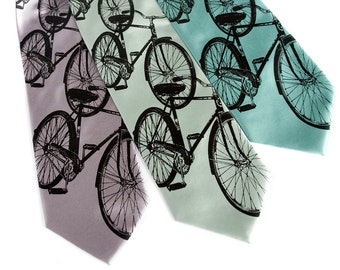 Bicycle Tie. Cruiser Bike Print Necktie. Gift for cyclist, gift for bike rider, bike commuter, Burning Man, Critical Mass. Cyclist gift.
