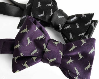 T-Rex Bow Tie. Archeologist gift. Tiny dinosaur bow tie t-rex tie. Dapper tyrannosaurus rex gift for archaeologists gift for science teacher