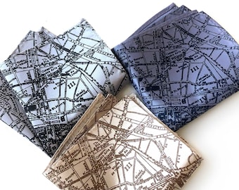 Paris Map Pocket Square. French map hanky. Paris France wedding, Parisian, destination wedding in Paris. Paris Engagement, gift for groom