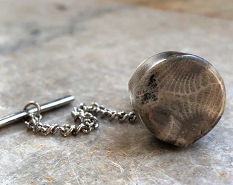 Petoskey Stone Tie Tack, fossilized coral tie pin. Northern Michigan wedding, gift for him, Dad gift, Up North, Father gift, best man gift