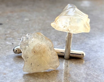 Libyan Desert Glass Cufflinks. LDG, Tektite Cufflinks. Egyptology, space, nerd wedding cufflinks. Groom's cufflinks, husband gift, best man