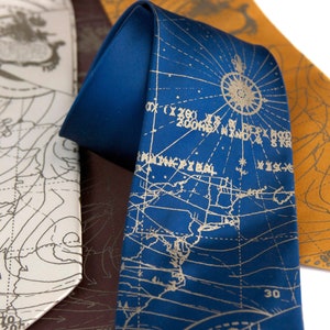Bermuda Triangle Map silk tie, mens necktie. Atlantis, East Coast, Atlantic Ocean, Shipwreck, Miami, cruise ship wedding, Coast Guard gift