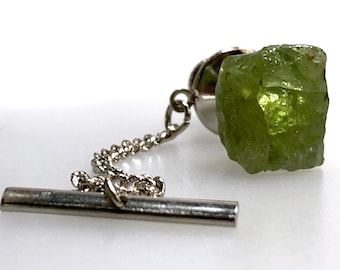 Peridot Gemstone Tie Tack, Peridot Crystal Tie Wedding stone tie tack,  16th anniversary gift for August birthstone, husband gift