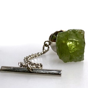 Peridot Gemstone Tie Tack, Peridot Crystal Tie Pin. Wedding stone tie tack, 16th anniversary gift for men. August birthstone, husband gift