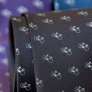 Racing Bike Necktie. Gift for cyclist, bike commuter, bike enthusiasts. Tiny repeating bike, Tour de France, bicycle gift for triathlete. image 6